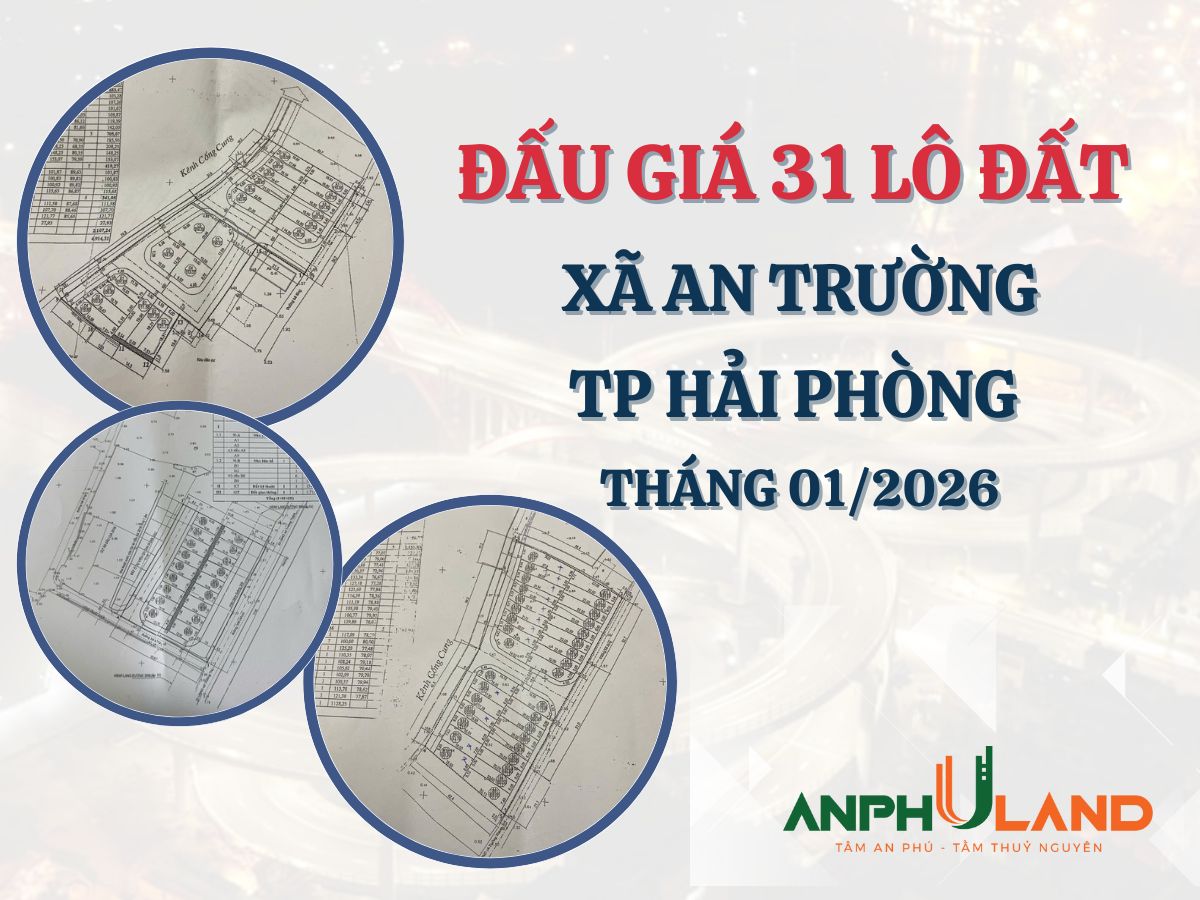 Thông báo đấu giá 31 lô đất tại các thôn Phương Chử Tây (điểm 1), (điểm 2), thôn Ngọc Chử 2 và thôn Nghĩa Trang, xã An Trường, thành phố Hải Phòng tháng 1 năm 2026